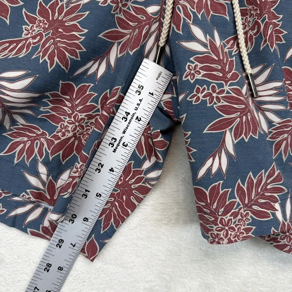 Fair Harbor Mens Swim Trunks M Blue Burgundy Floral Lined Board Shorts